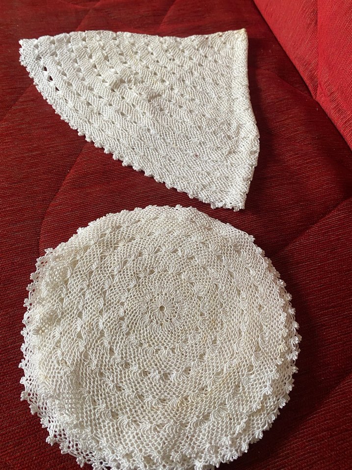 13 parça El Yapımı Beyaz Yuvarlak Dantel Örtü - Görsel 3