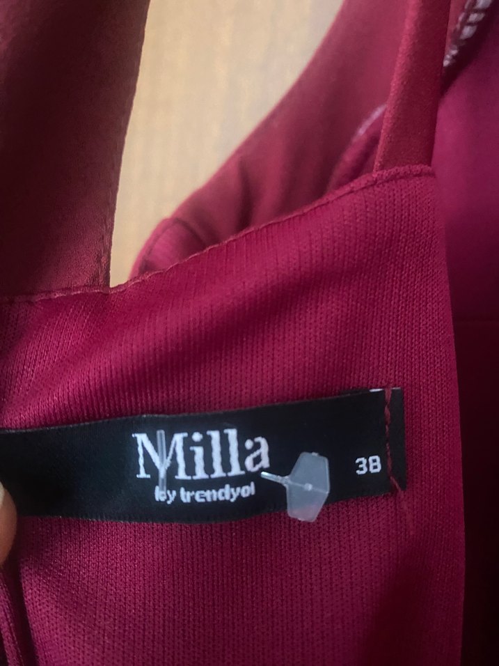 Bordo38 beden V Yakalı Uzun Abiye Elbise - Görsel 5