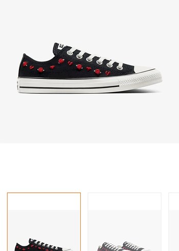 Gül Detaylı Siyah Converse