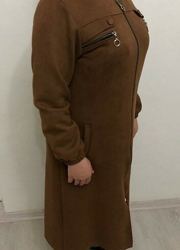 44 Beden kahverengi Renk Süet yarım manto