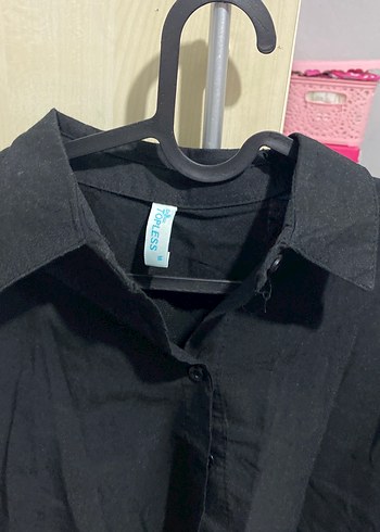 Düğmeli Siyah Kadın Gömlek - Görsel 2