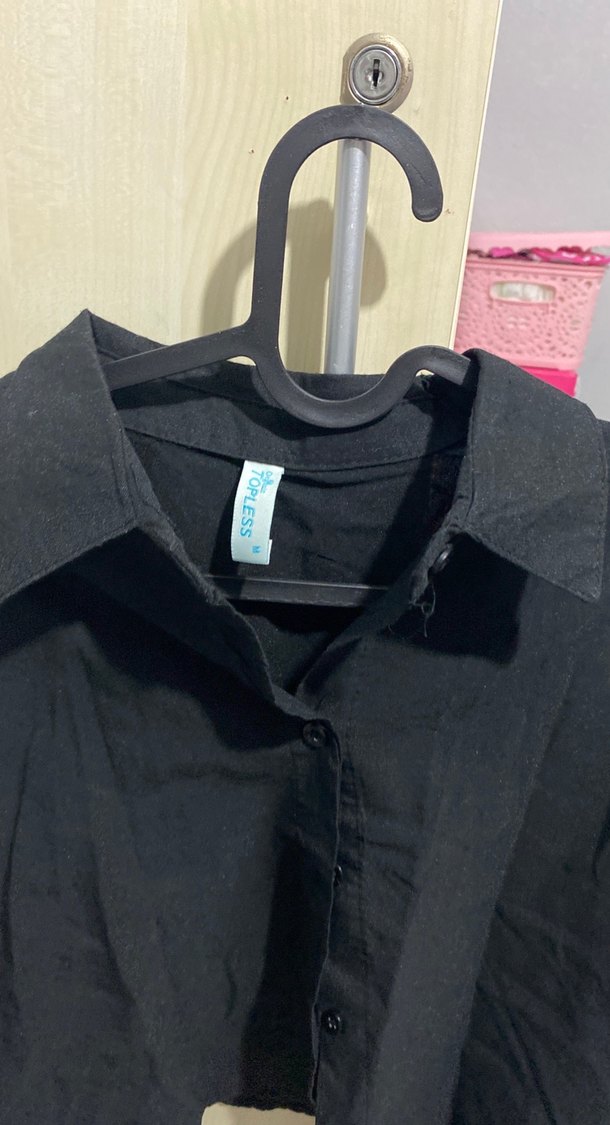 Düğmeli Siyah Kadın Gömlek - Görsel 2