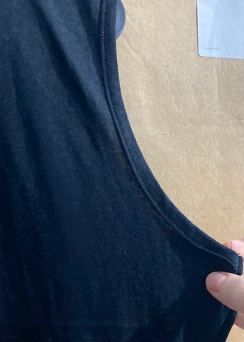 Siyah Uzun Kolsuz Drapeli Elbise - Görsel 3