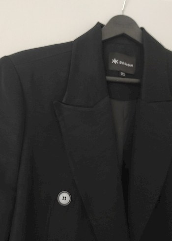 42 Beden Siyah Düğmeli Kadın Midi Blazer