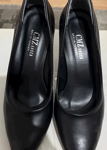 Siyah Deri Stiletto Topuklu Kadın Ayakkabı - Görsel 4