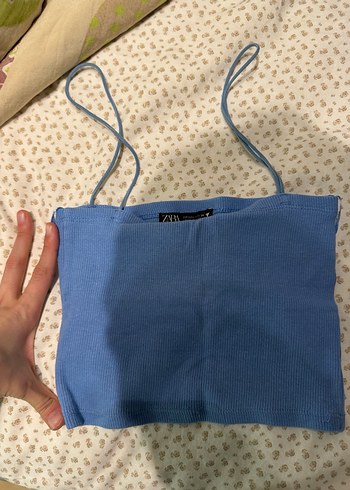 Mavi İnce Askılı Straplez Kadın Atlet - Görsel 2