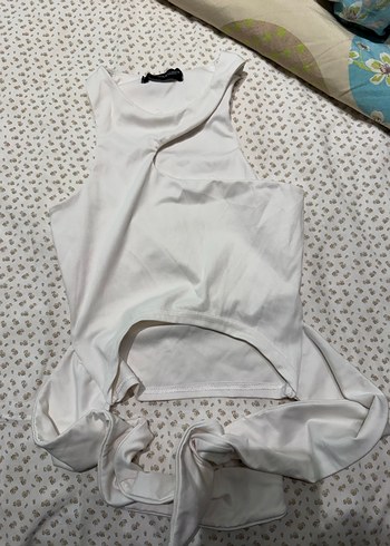 Beyaz bağlamalı bluz - Görsel 2