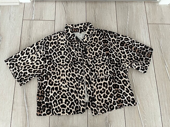 leopar denim gömlek