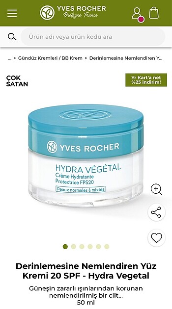 Yves Rocher Hydra Vegetal Nemlendirici 20SPF 50ml