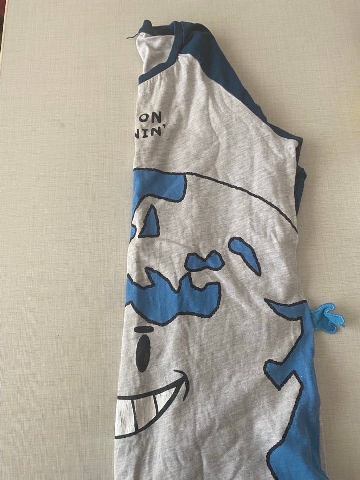 Mavi Gri Baskılı Uzun Kollu Erkek Tişört - Görsel 2