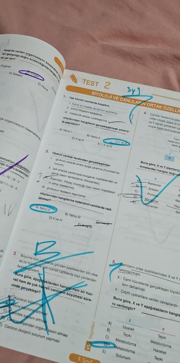 9. Sınıf Biyoloji Soru Bankası - Görsel 2