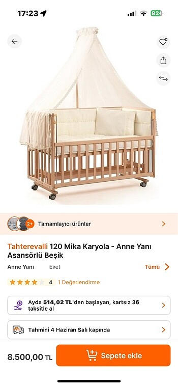 Anne yanı sallanabilen beşik