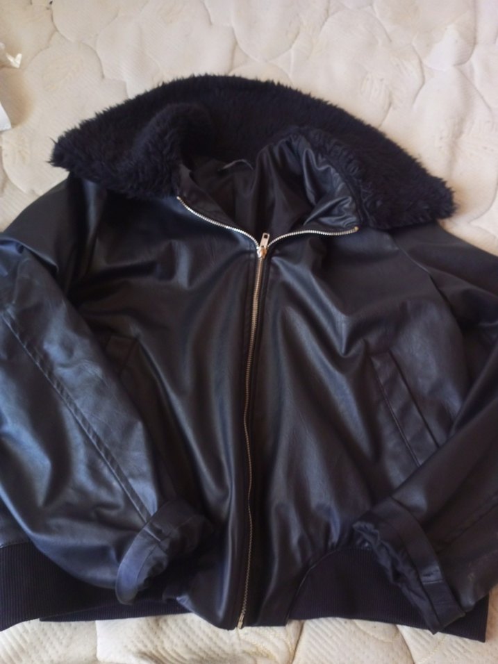 Tüylü Deri Ceket - Görsel 2