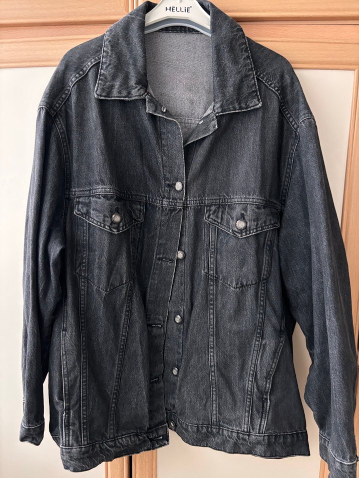 Gri Düğmeli Kadın Denim Ceket - Görsel 2