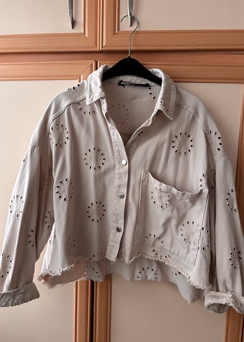 Bej Nakışlı Kadın Keten Gömlek - Görsel 3