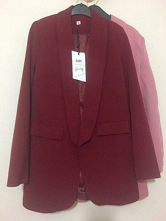 Diğer Atlas kumaş klasik astarlı vatkalı blazer ceket Bordo