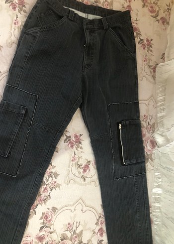 Gri Kadın Bol Kesim Denim Pantolon