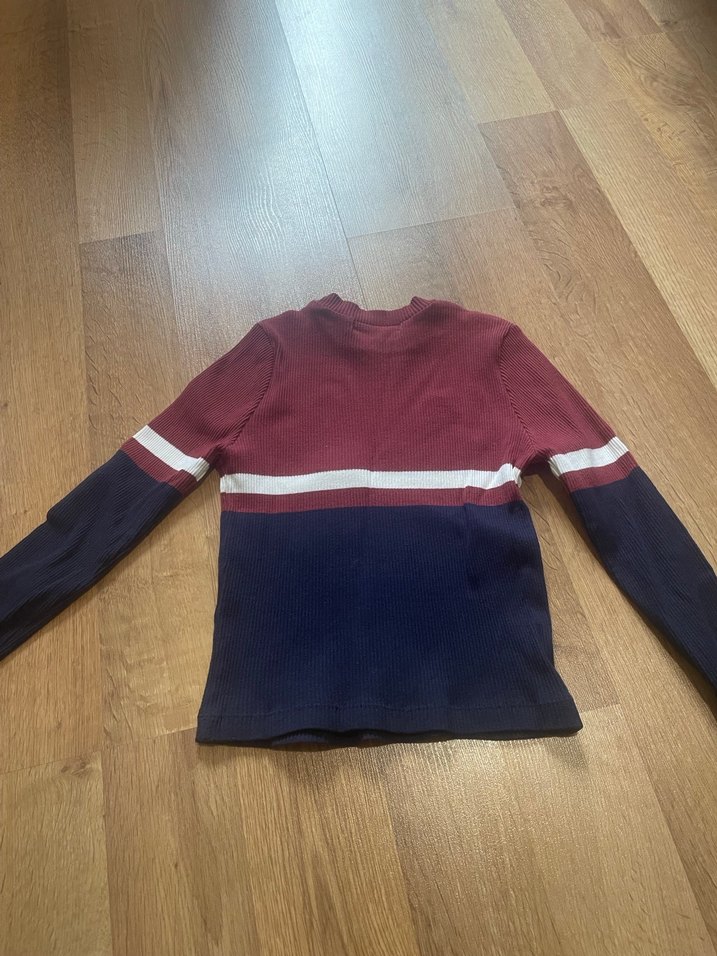 Bordo Lacivert Triko Kadın Kazak - Görsel 4