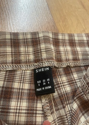 Kahverengi Ekose Kadın Kumaş Pantolon - Görsel 3