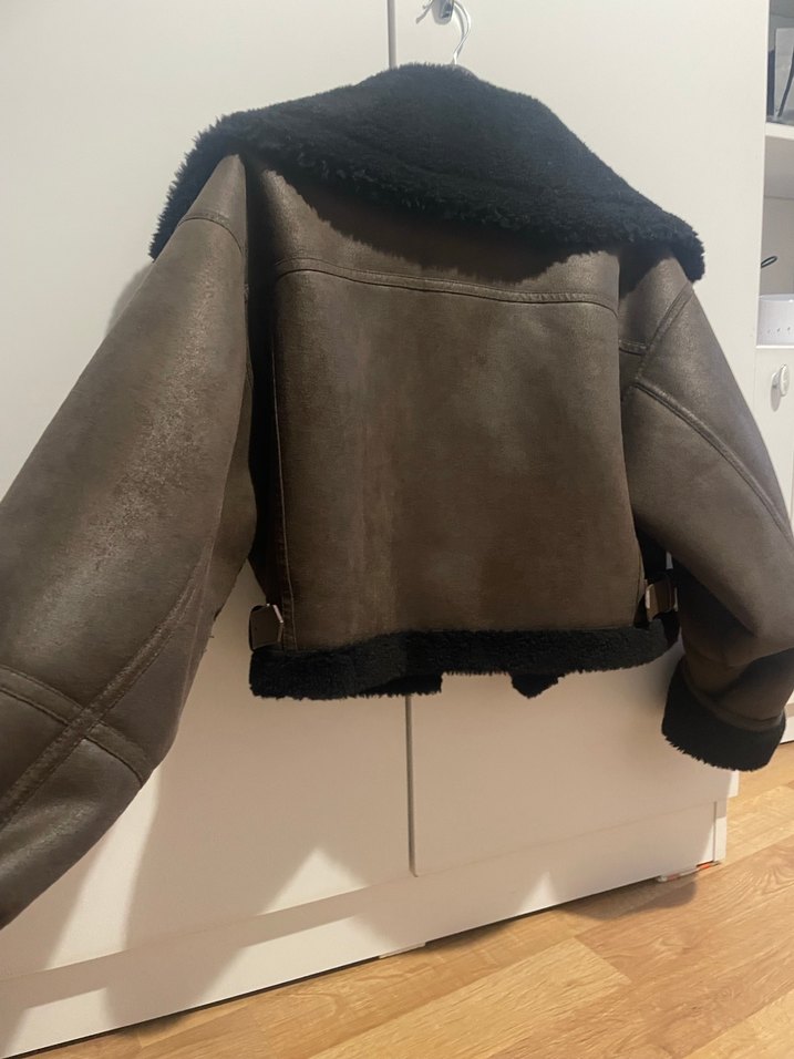 Kahverengi Kürklü Deri Kadın Ceket - Görsel 4