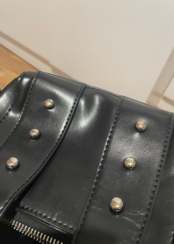 Siyah Deri Tokalı Kadın Çanta - Görsel 4