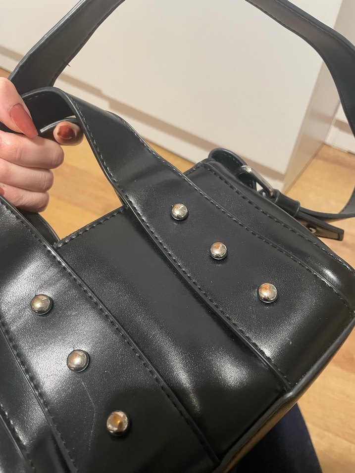 Siyah Deri Tokalı Kadın Çanta - Görsel 3