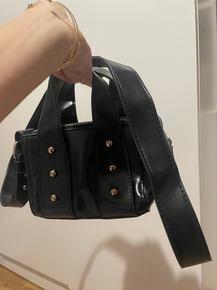 Siyah Deri Tokalı Kadın Çanta - Görsel 2