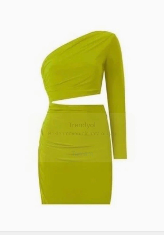 Whenever Company Yağ Yeşili Tek Kol Elbise - Görsel 2