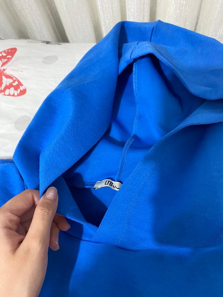 LTB Mavi Kapüşonlu Kadın Sweatshirt - Görsel 3