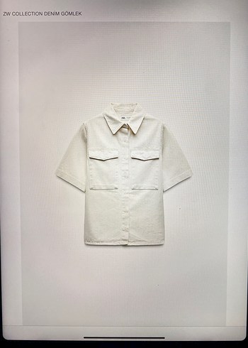 Zara Krem Kısa Kollu Keten Gömlek