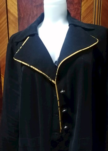 Büyük beden Siyah Uzun kadın Goth ince nubuk  Ceket - Görsel 4