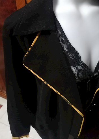 Büyük beden Siyah Uzun kadın Goth ince nubuk  Ceket - Görsel 8