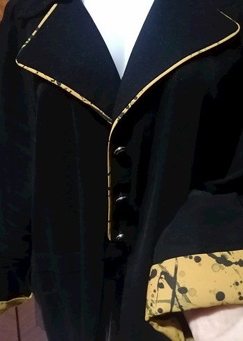 Büyük beden Siyah Uzun kadın Goth ince nubuk  Ceket - Görsel 3