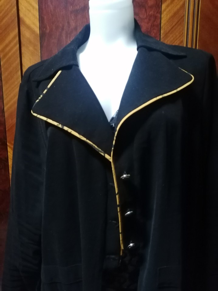 Büyük beden Siyah Uzun kadın Goth ince nubuk  Ceket - Görsel 4