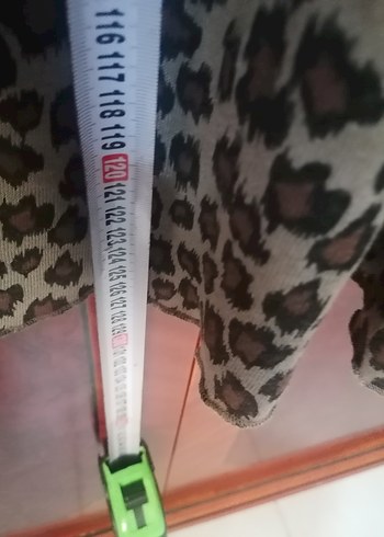 52 Beden Gri Leopar Desenli Uzun Salaş Elbise