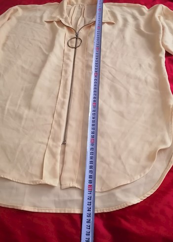Diğer Tatlı bir sarı Midi Kadın Gömlek, Uzun Kollu fermuarlı