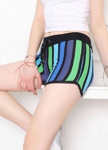 38 Beden turkuaz Renk Mini şort ve crop