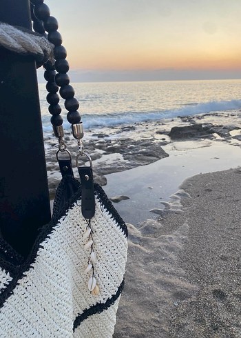Tasarımcı Bohem Zebra Desenli Örgü Kadın Çanta