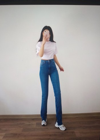 Beyaz Midi Boy Normcore Kadın Kot Pantolon - Görsel 2