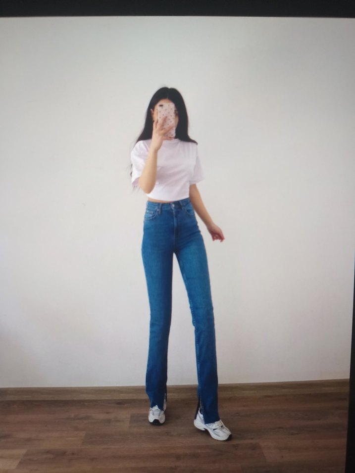 Beyaz Midi Boy Normcore Kadın Kot Pantolon - Görsel 2