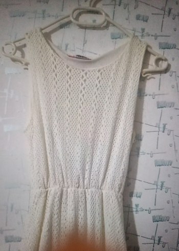 Dantel Detaylı Beyaz Bohem Uzun Elbise - Görsel 2