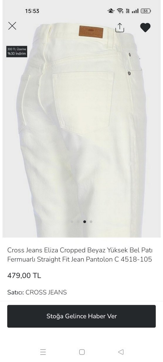 Beyaz Yüksek Bel Kadın Kumaş Pantolon - Görsel 3