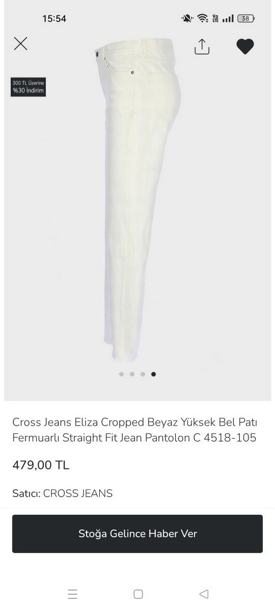 Beyaz Yüksek Bel Kadın Kumaş Pantolon - Görsel 4