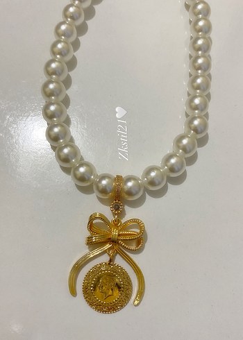 Accessorize Altın Renk Fiyonk Detaylı İnci Kolye