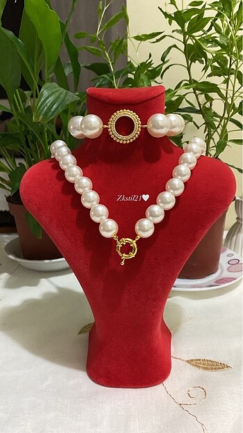 Accessorize Altın uyumlu inci kolye ve Bileklik