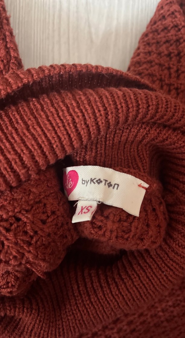 Bordo Kadın Boğazlı Örgü Kazak - Görsel 2