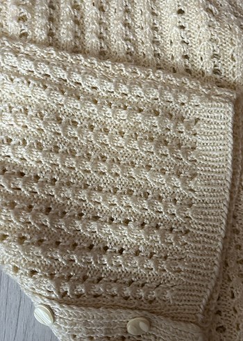 El yapımı Bej Örgü çocuk yelek V Yakalı - Görsel 3