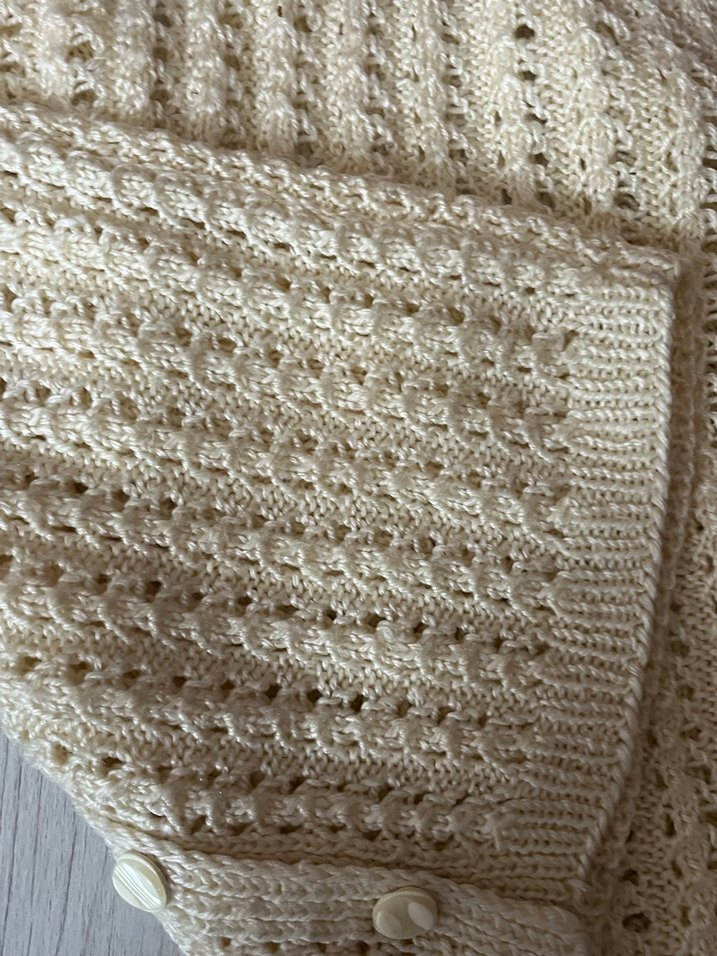 El yapımı Bej Örgü çocuk yelek V Yakalı - Görsel 3