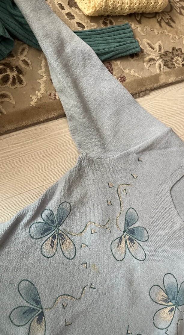 Bohem Gri Örgü Baskılı Hamile Kazak - Görsel 3