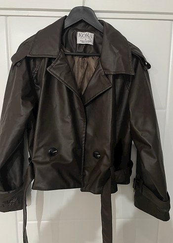 Kahverengi Kemerli Kadın Deri Ceket - Görsel 2